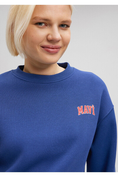 Logo Baskılı Lacivert Crop Sweatshirt 1611601-70722 - 23