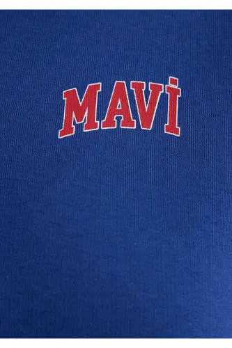 Logo Baskılı Lacivert Crop Sweatshirt 1611601-70722 - Mavi-70722 - 6