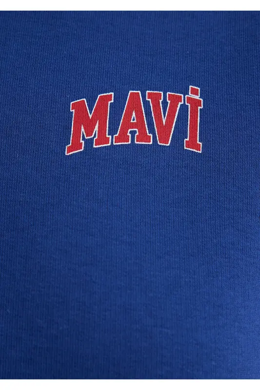 Logo Baskılı Lacivert Crop Sweatshirt 1611601-70722 - Mavi-70722 - 6