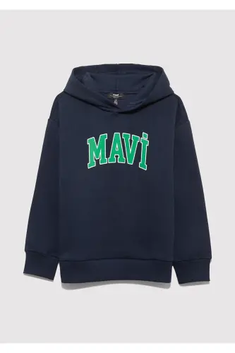 Logo Baskılı Lacivert Kapüşonlu Sweatshirt 6610110-70490 - Lacivert-70490 - 3
