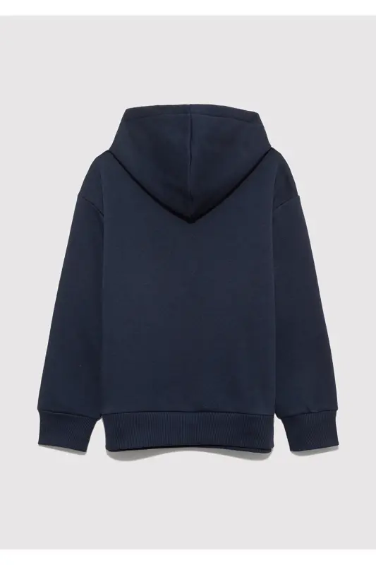 Logo Baskılı Lacivert Kapüşonlu Sweatshirt 6610110-70490 - Lacivert-70490 - 4