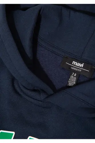 Logo Baskılı Lacivert Kapüşonlu Sweatshirt 6610110-70490 - Lacivert-70490 - 5