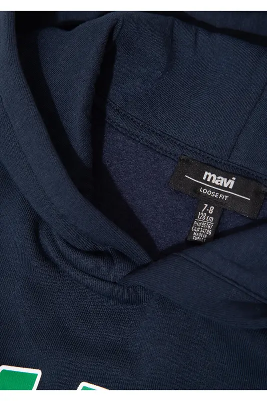 Logo Baskılı Lacivert Kapüşonlu Sweatshirt 6610110-70490 - Lacivert-70490 - 5