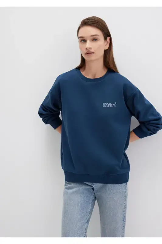 Logo Baskılı Lacivert Sweatshirt 1611656-82454-Lacivert - MAVI