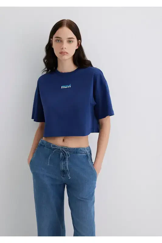 Logo Baskılı Lacivert Tişört Standart 1613561-70722 - 3