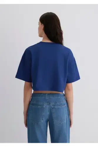 Logo Baskılı Lacivert Tişört Standart 1613561-70722 - 5