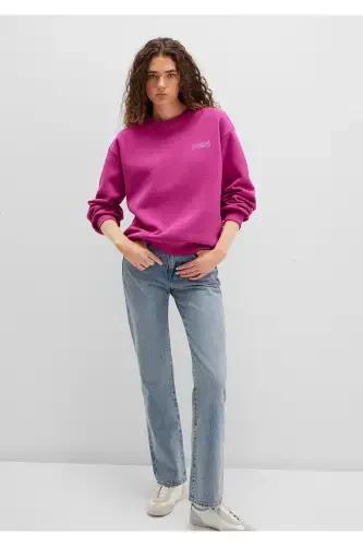 Logo Baskılı Pembe Sweatshirt 1611656-70943-Pembe - MAVI (1)