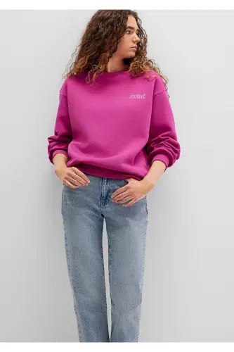 Logo Baskılı Pembe Sweatshirt 1611656-70943 - Pembe-70943 - 1