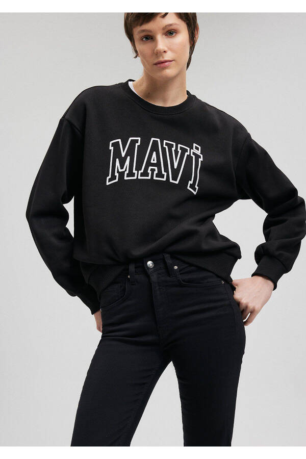 Logo Baskılı Siyah Sweatshirt 1611192-900 - 8