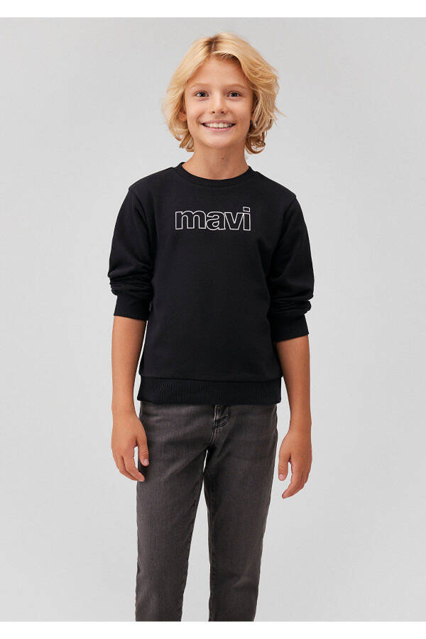 Logo Baskılı Siyah Sweatshirt 6s10042-900 - 1