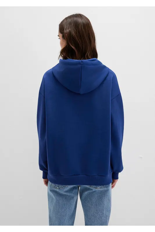 Logo Baskılı Sweatshirt Oversize/Geniş Kesim 1600361-70722 - Mavi-70722 - 5