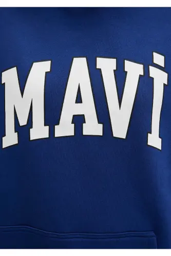 Logo Baskılı Sweatshirt Oversize/Geniş Kesim 1600361-70722 - Mavi-70722 - 7