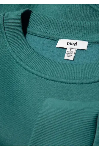 Logo Baskılı Yeşil Crop Sweatshirt 1611601-71874 - Yeşil - 6