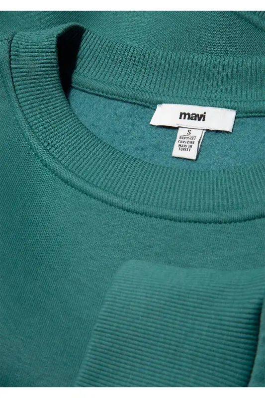 Logo Baskılı Yeşil Crop Sweatshirt 1611601-71874 - Yeşil - 6