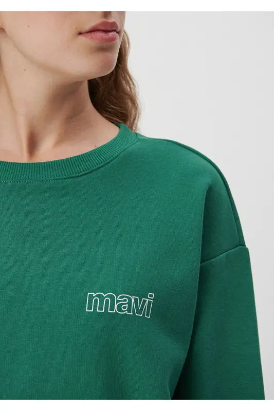 Logo Baskılı Yeşil Sweatshirt 1611656-71874-Yeşil - 4