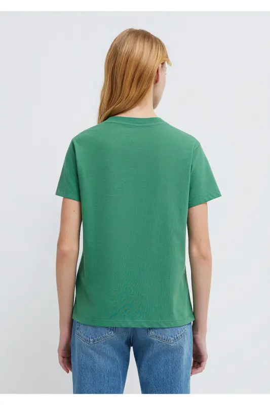 Logo Baskılı Yeşil Tişört Semi Slim Fit / Yarı Dar Kesim 1612962-71881-Yeşil - 6