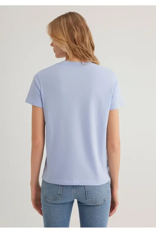 logo basklılı regular fit kadın t-shirt - Lila - 3