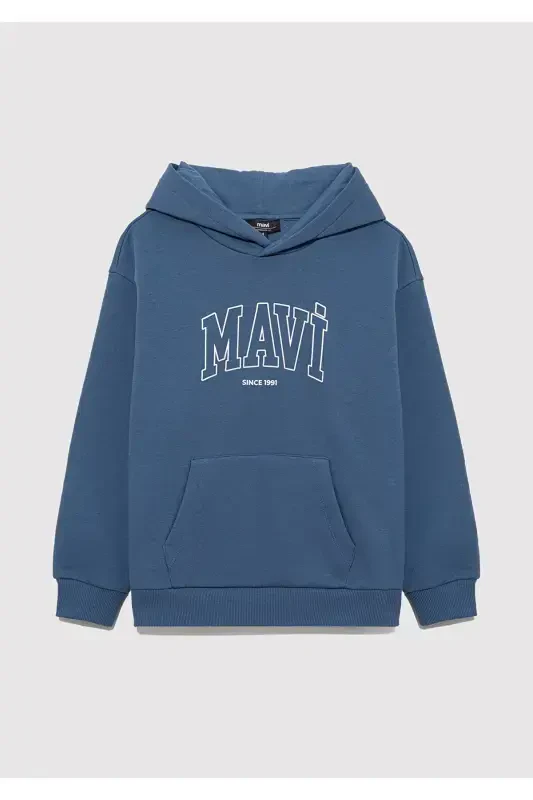 Logo bosilgan kapşonlu sviter 6s10052-70871 - 2