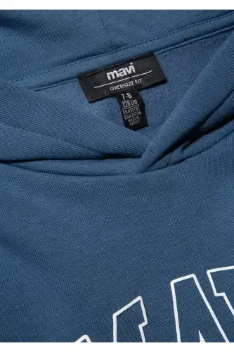 Logo bosilgan kapşonlu sviter 6s10052-70871 - 4