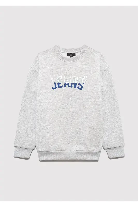 Logo bosilgan kulrang sviter 6s10031-85438 - 3