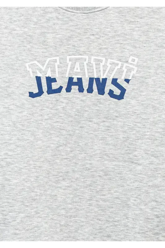 Logo bosilgan kulrang sviter 6s10031-85438 - 6