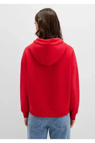 Logo Bosilgan Qizil Kaputli Svitshot 168334-35476 - 6