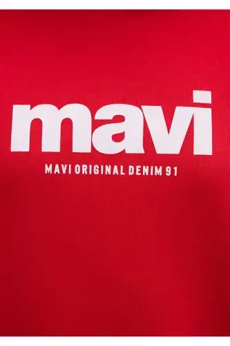 Logo Bosilgan Qizil Kaputli Svitshot 168334-35476 - 8