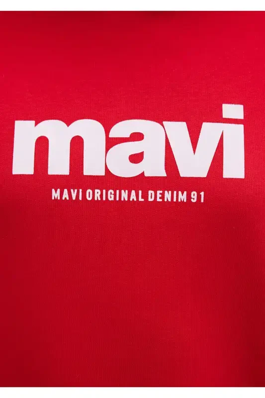 Logo Bosilgan Qizil Kaputli Svitshot 168334-35476 - 8