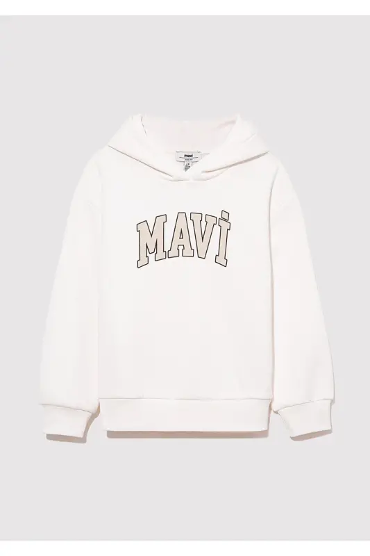 Logo Chop Etilgan Kapüşonlu Oq Sweatshirt - 2