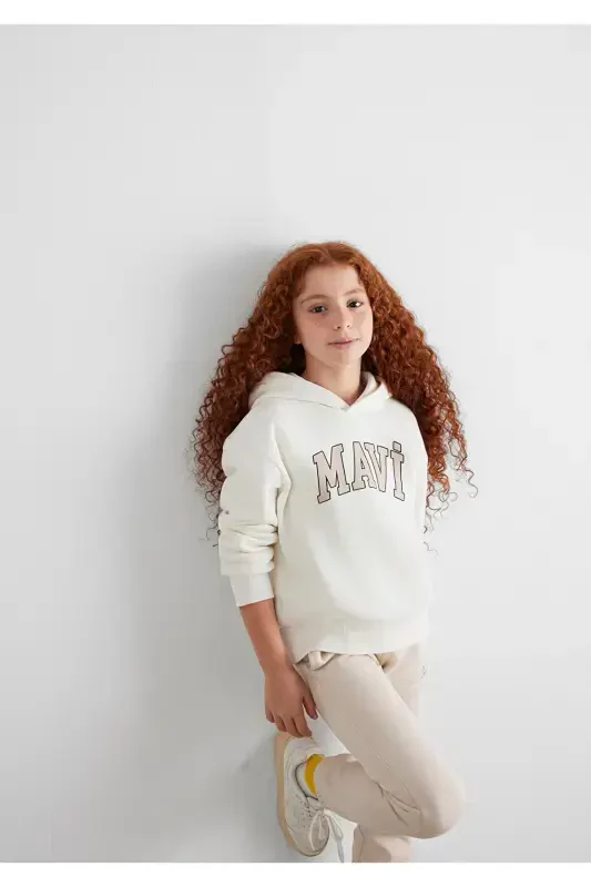 Logo Chop Etilgan Kapüşonlu Oq Sweatshirt - 1