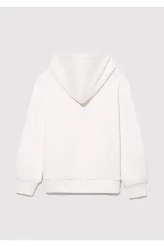 Logo Chop Etilgan Kapüşonlu Oq Sweatshirt - 3