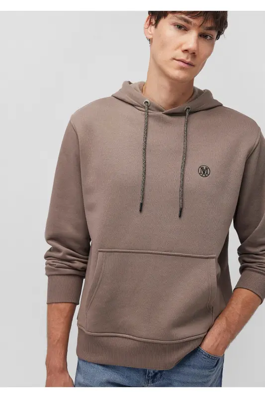 Logo Embroidered Hooded Brown Sweatshirt 065809-87875-Brown - 2