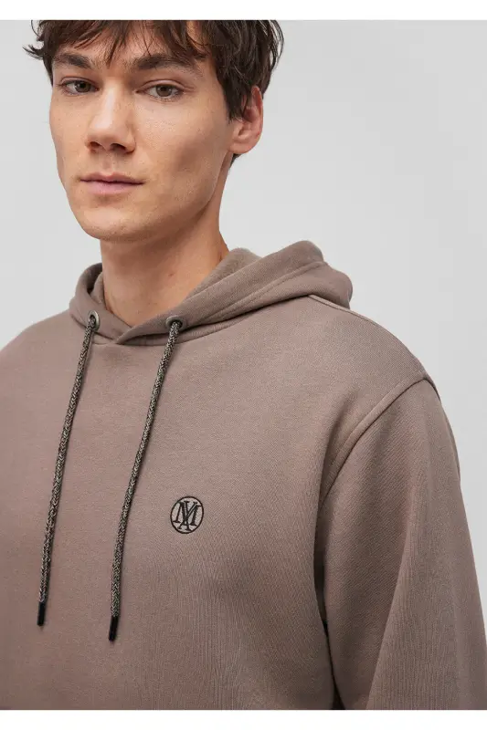 Logo Embroidered Hooded Brown Sweatshirt 065809-87875-Brown - 5