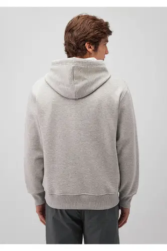Logo Embroidered Hooded Gray Sweatshirt 065809-80196-Gray - 4