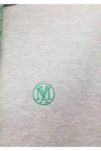 Logo Embroidered Hooded Gray Sweatshirt 065809-80196-Gray - 6