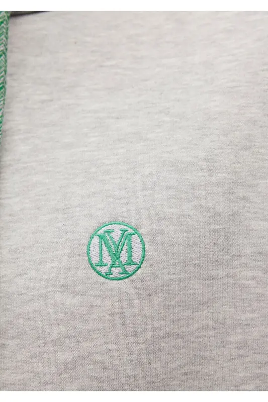 Logo Embroidered Hooded Gray Sweatshirt 065809-80196-Gray - 6