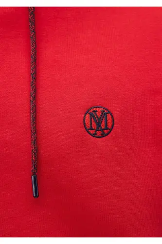 Logo Embroidered Hooded Red Sweatshirt 065809-82054-Red - 6