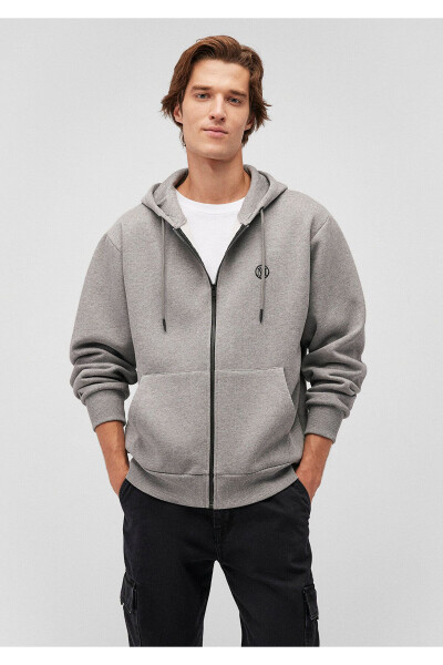 Logo Hoodie Zip Grey Sweatshirt 066979-34686 - 1