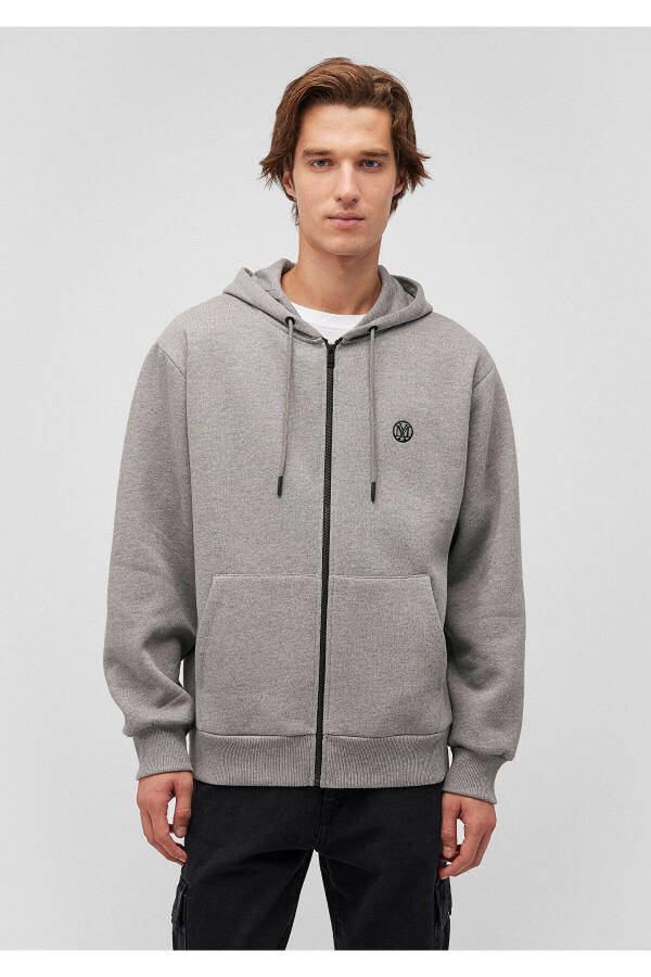 Logo Hoodie Zip Grey Sweatshirt 066979-34686 - 3