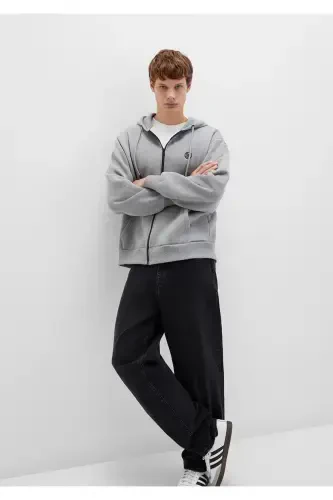 Logo Hoodie Zip Grey Sweatshirt 066979-34686 - 1