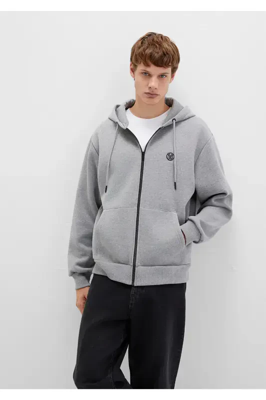 Logo Hoodie Zip Grey Sweatshirt 066979-34686 - 2
