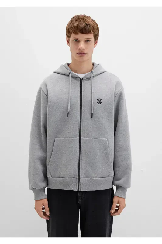 Logo Hoodie Zip Grey Sweatshirt 066979-34686 - 4