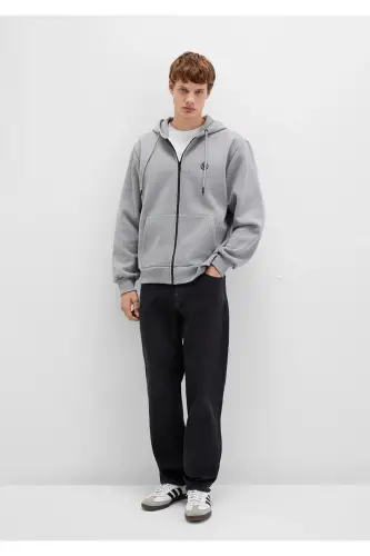 Logo Hoodie Zip Grey Sweatshirt 066979-34686 - 3