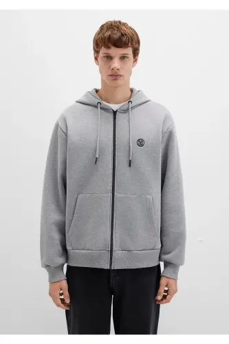 Logo Hoodie Zip Grey Sweatshirt 066979-34686 - 4
