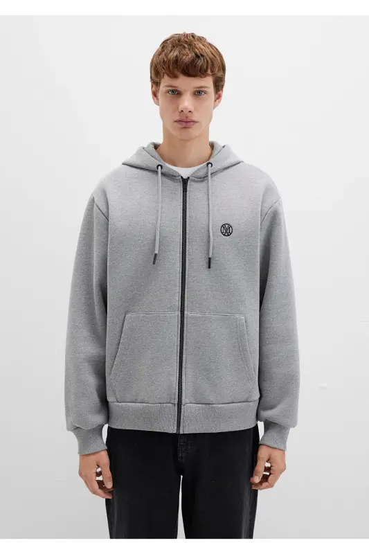 Logo Hoodie Zip Grey Sweatshirt 066979-34686 - 4
