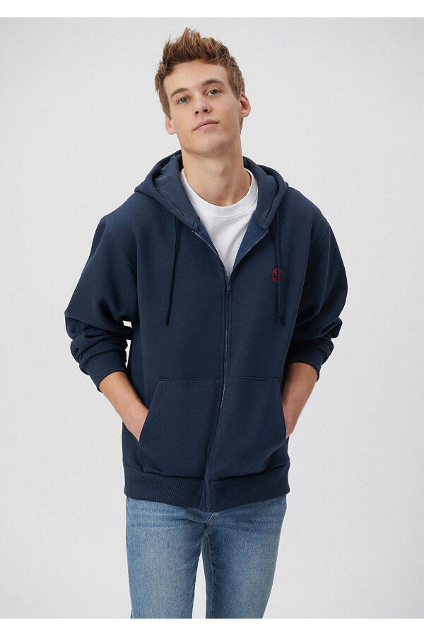 Logo Hoodie Zip Navy Sweatshirt 066979-70490 - 6