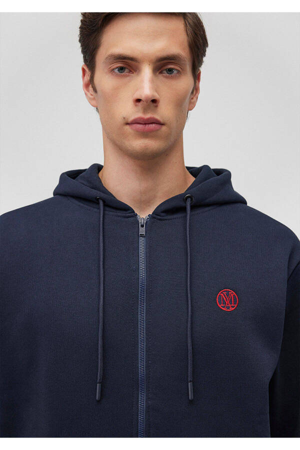 Logo Hoodie Zip Navy Sweatshirt 066979-70490 - 4