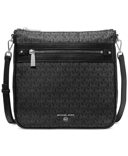 Logo Jet Set Charm Large North South Crossbody-Black/Silver - 1