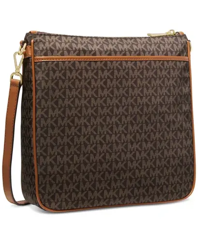 Logo Jet Set Charm Large North South Crossbody-Brown/Acorn - 3