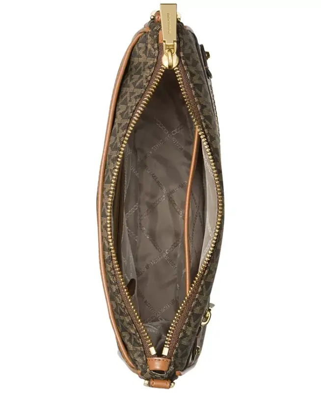 Logo Jet Set Charm Large North South Crossbody-Brown/Acorn - 4